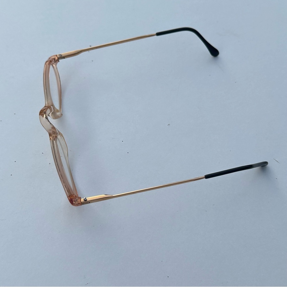 Vintage Rectangle Eyeglass Frames Only, Clear Ros… - image 3